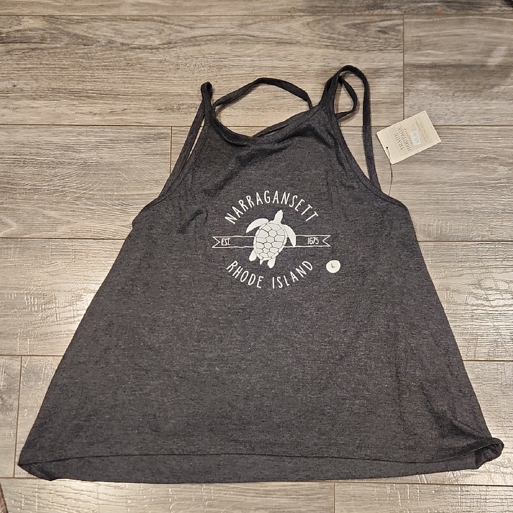 NWT Trade Heritage Apparel Narragansett Rhode Island Women's Sz L Black Tank Top